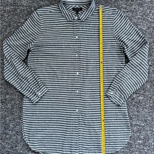 AYR Womens Charcoal Gray Striped Button Down Shirt Pure Cotton Gauze Medium